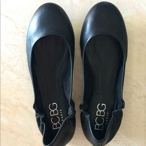 BCBG Black Nappa Leather flats